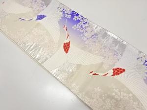 アンティーク　鶴に菊・椿・萩模様織り出し袋帯（材料）